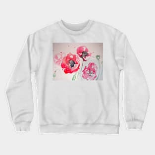 Red Poppies Abstract Watercolor Painting Crewneck Sweatshirt